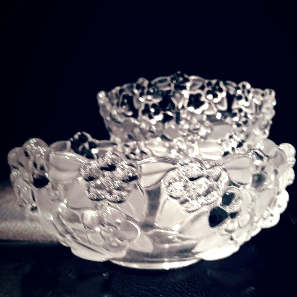 Two crystal candy bowls